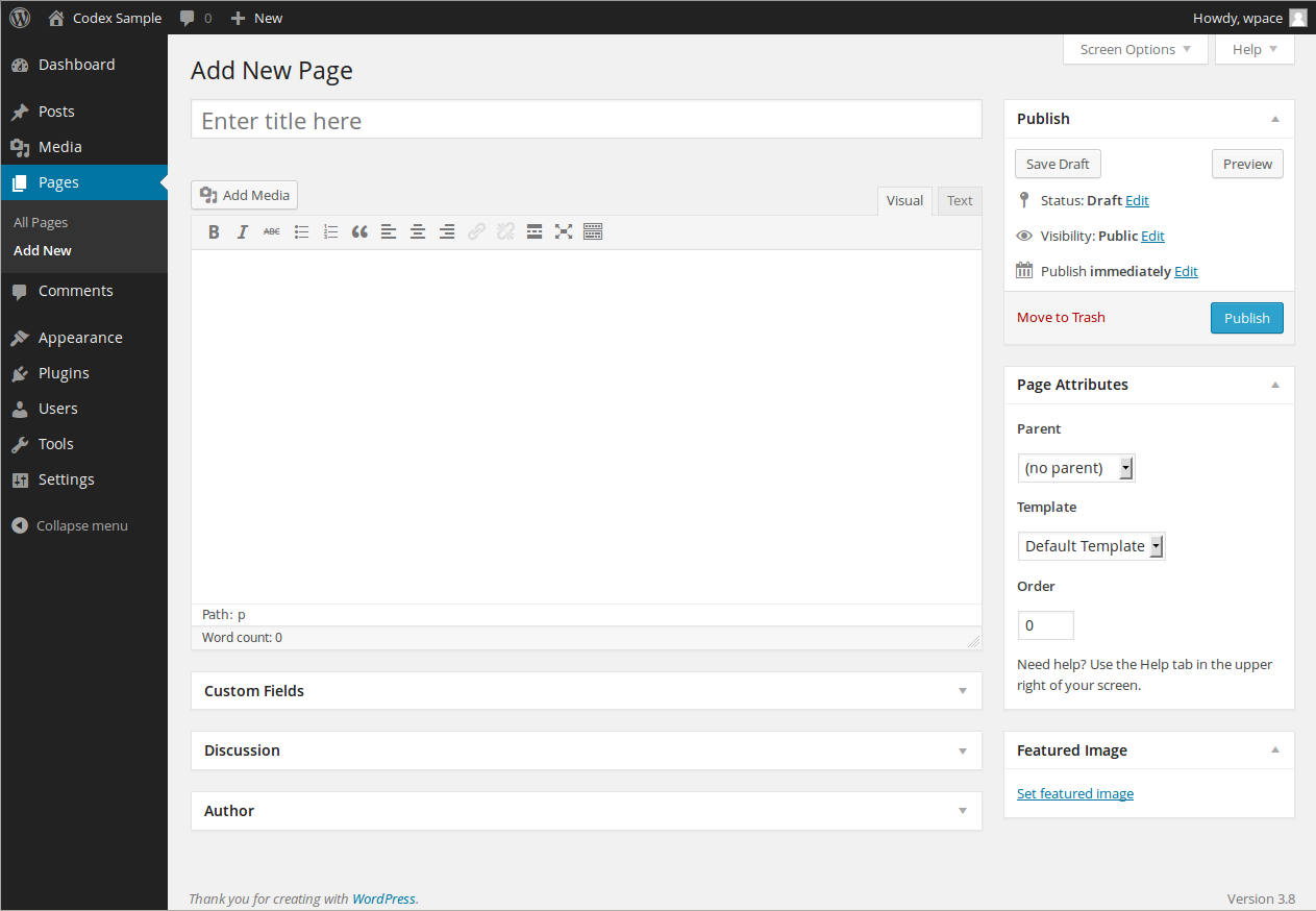 Wordpress Screenshot