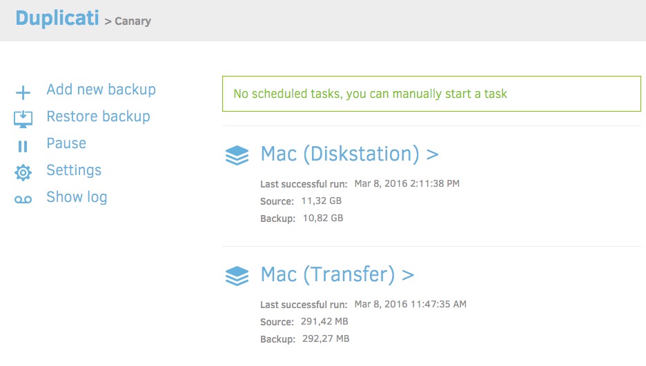 Duplicati Screenshot
