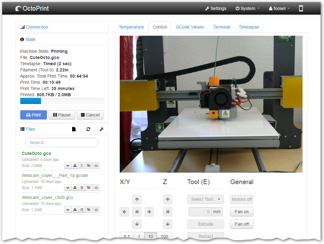 OctoPrint Screenshot